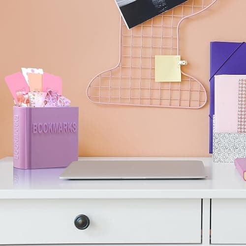 Honeydak Back to School 3D Printed Book Shaped Bookmark Holder,Purple thumbnail 6