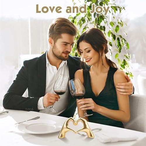 Dszemie Gold Ornaments For Living Room, Heart Hands Sculpture Bedroom Ornaments, Hand Love Gesture Statue Room Accessories, Loved Finger Sculpture Home Decoration Gifts For Women Men Girls Mom Bestie thumbnail 2