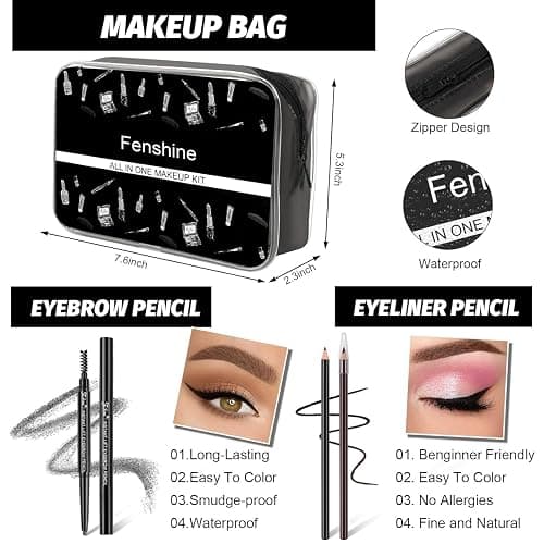 Kit de maquillage tout-en-un, coffret cadeau de maquillage pour les femmes débutantes, kit de démarrage de maquillage essentiel comprenant une palette d'ombres à paupières, un rouge à lèvres thumbnail 5