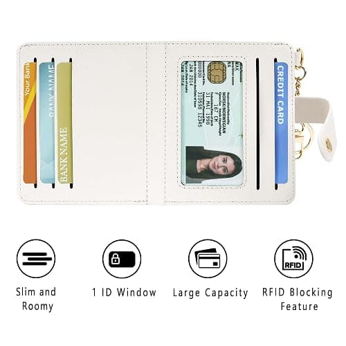 Airkit Small Wallets Woman RFID Blocking Leather Credit Card Holder - with ID Window - Card Wallets for Women - with Zipper Coin Purse - Keychain Wallet thumbnail 6