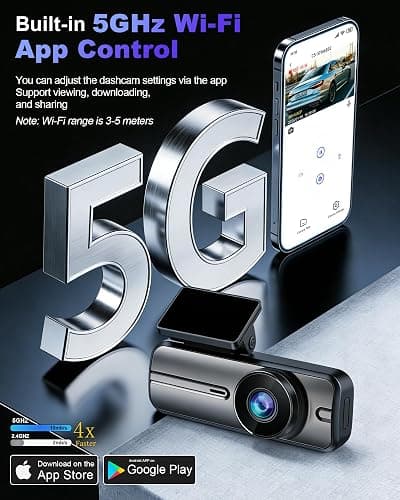 Dash Cam Front and Rear 4K+1080P, 5GHz WiFi, App Control, with 64GB Card | 24H Parking Mode, G-Sensor Locks Important Footage, Loop Recording, Easy Video Transfer and Playback thumbnail 7