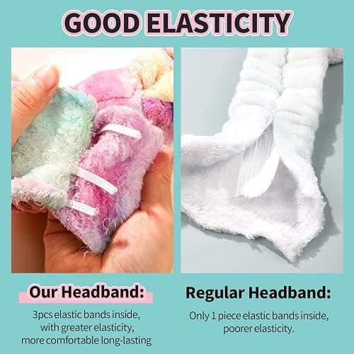 LEOBRO Spa Headband, Makeup and Skincare Headbands for Women, Headband for Washing Face, Face Wash Skin Care Make Up Headbands, with Hair Scrunchies, Christmas Gifts for Teens, Girls, Women thumbnail 6