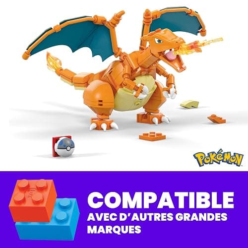 ZZZ MEGA Pokémon Figurine Action Dracaufeu 20cm, Jeu De Briques De Construction Pour Enfants Et Adultes, Modèle Pokémon À Collectionner, 222 Pièces, Jouet pour Enfant de 8 ans et Plus, GWY77 thumbnail 3