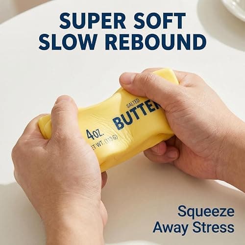 Slow Rising Butter Squishy - 2 Pack Realistic Wet Soft Butter Stick Squishy Toys, Stress Relief Fidget Toys for Adults, Squeeze Desk Decor Gifts thumbnail 6