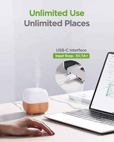 InnoGear 150ml Essential Oil Diffuser, Premium 5-in-1 Diffusers for Home Scent 8 LED Color Aromatherapy Diffuser Air Desk Mini Humidifier Small Vaporizer Aroma Diffuser for Computer Laptop Room Office thumbnail 4