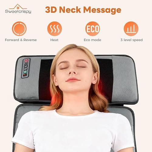 Sweetcrispy Full Body Massage Mat, Heating Pad with Massager, Vibrating Heating Pad for Back Pain, Leg, Full Body, with 10 Motors and 9 Speed Settings, Gift for Dad Mom thumbnail 9