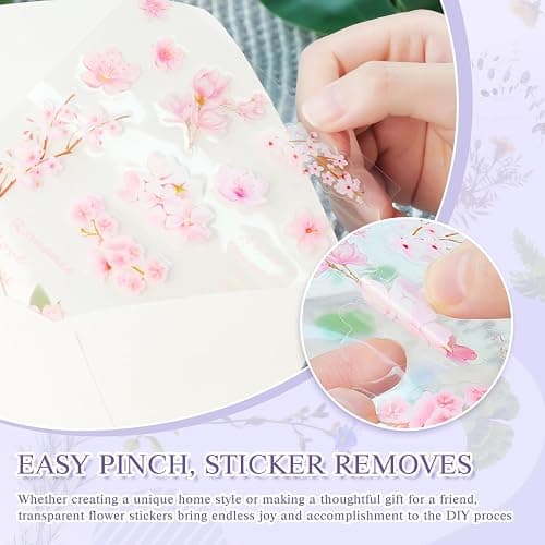 160Pcs Natural Flower Stickers for Scrapbooking,Self-Adhesive Transparent Flower Stickers Scrapbook Supplies Journaling Supplies for Adult Card Making Letters DIY Water Bottle Cards Decoration (160) thumbnail 6