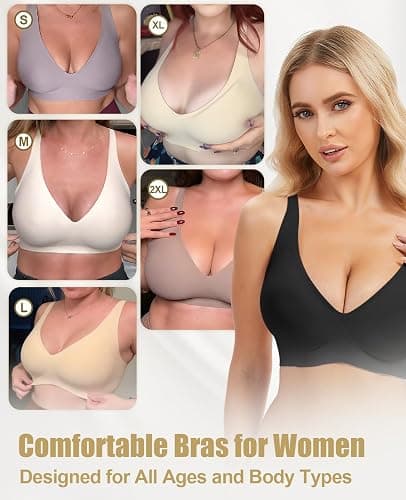 Jelly Wireless Bra Deep V Push Up Seamless T-Shirt Comfortable Plunge No Underwire Bras with Adjustable Straps Everyday Bras thumbnail 5
