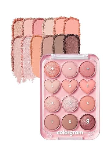 COLORGRAM Pin Point Eyeshadow Palette 01 Peach+Coral= | Ultra-Blendable Matte, Glitter, Shimmer Shades for Daily Makeup | K-Beauty Eye Palette with Easy-to-Use Calculator Design - Image 1