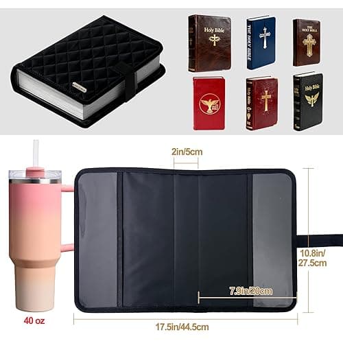 VERONLY Large Black Bible Tote for Women, Built-in Bible Cover & Purse Feet, Multi-Compartment Church Bag Organizer Holds Laptop, Bible Study Supplies, Essentials, Christian Gift thumbnail 6