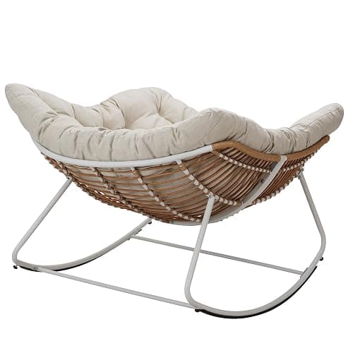 ZJEYEJZ Outdoor Rocking Chair, Oversized Rattan Papasan Rocking Chair, Patio Wicker Egg Chair with Padded Cushion, Rocker Egg Chair for Living Room, Patio, Front Porch, Backyard thumbnail 10