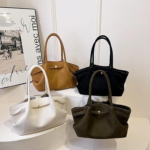 Makukke Sac fourre-tout en daim pour femme - Grand sac à main vintage - Pour le travail, le bureau, les voyages, le shopping, l'école thumbnail 8