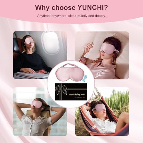 Sleep Mask,Silk Eye Mask for Sleeping Women/Men/Girls,19 Momme Both Sides 100% Pure Mulberry Silk Blackout Anti-Allergy Blindfold with Elastic Strap for Night,Travel,Nap,Meditation (Pink) thumbnail 6