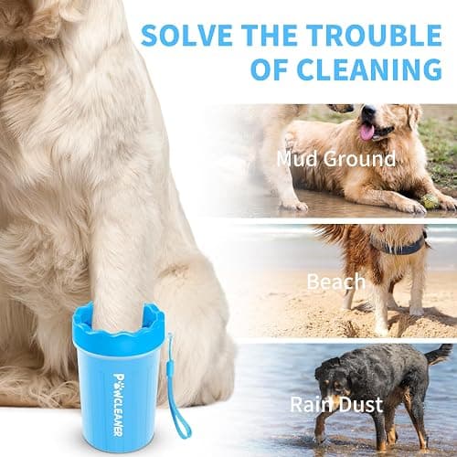 Professional 7 in 1 Dog Paw Cleaner for Dogs & Cats - Includes 1 Portable Paw Washer, 1 Bath Brush, 2 Dog Toothbrushes and 3 Absorbent Towels Note: Fits Paws 1.5 to 2.5 Inches Wide (Medium, Blue) thumbnail 3
