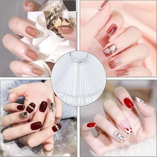 200Pcs Fan-shaped Nail Swatch Sticks,Clear Nail Color Swatches Display for Gel Polish, Nail Sample Practice Sticks,with Ring Holder for (Clear) thumbnail 6