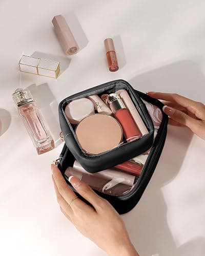 Pocmimut Mini Makeup Bag with Small Cosmetic Bag Travel Essentials Organizers,TSA Approved Toiletry Bag Makeup Pouch Clear Cosmetic Bags for Women Men,Black thumbnail 6