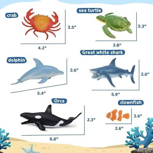 Beetots Ocean Sea Life Toy Figures Set for Kids, 12 PCS Realistic Marine Animals with Shark, Dolphin, Sea Turtle, Penguin, Seal, Clownfish, Crab, Ocean Animal Figure Toys for Boys Girls Toddlers thumbnail 3