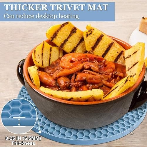Silicone Trivet Mats - Walfos Heat Resistant Pot Holders Set, 4pcs 2 Sizes 7 Inch & 9 Inch, Multipurpose Non-Slip Hot Pads for Hot Pot, Hot Dishers, Jar Opener, Food Grade & BPA Free (Nordic Blue) thumbnail 3