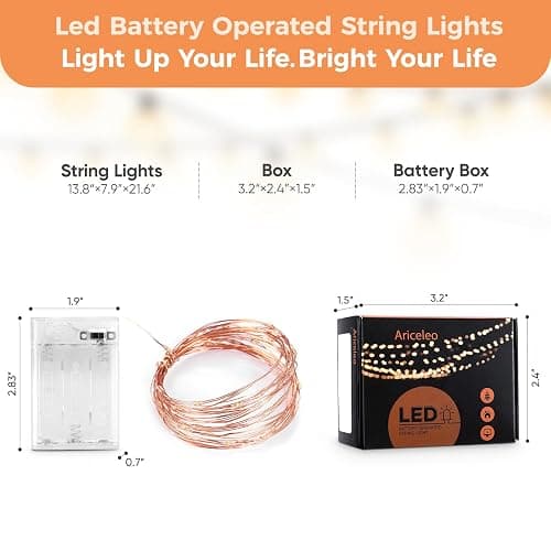 Ariceleo 1 Pack 16.4ft Battery Operated String Lights with Timer, Warm White with Synchronized Twinkle Mode, Fairy Lights Battery Powered, 50 LEDs, Idea for Christmas Bedroom Party Wedding thumbnail 8