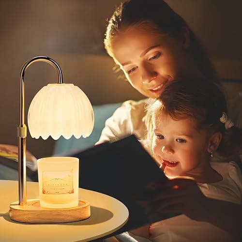 Heymirro Candle Warmer Lamp with Timer Dimmer Adjustable Height, Wax Warmer Lamp for Jar Candles with 2 Bulbs, for Home Decor, Mother's Day, Birthday Gifts for Women(White) thumbnail 8