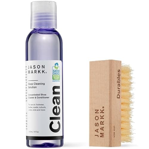 Jason Markk Essential Kit, Shoe Cleaner, 2-Piece Set, Deep Cleaning Solution & Durables Brush, Sneaker Care, Ideal for Footwear, Safe for Leather, Suede, Nubuck, Cotton, Knits, 4oz - Image 1