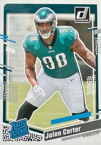 Philadelphia Eagles 2023 Donruss Factory Sealed 15 Card Team Set with Jalen Hurts and Fletcher Cox Plus Rated Rookie Cards of Jalen Carter, Nolan Smith, Tanner McKee and Tyler Steen thumbnail 6