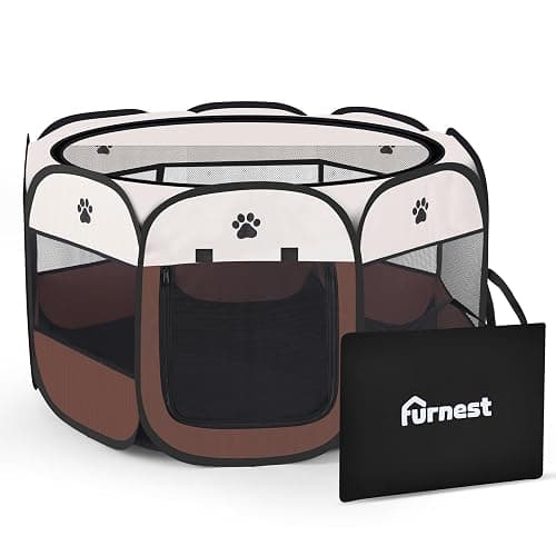 FurNest Pop-up Playpen for Puppy, Portable and Foldable Exercise Kennel Tent Crate Indoor/Outdoor Travel Camping, Removable Zipper Top - Image 1