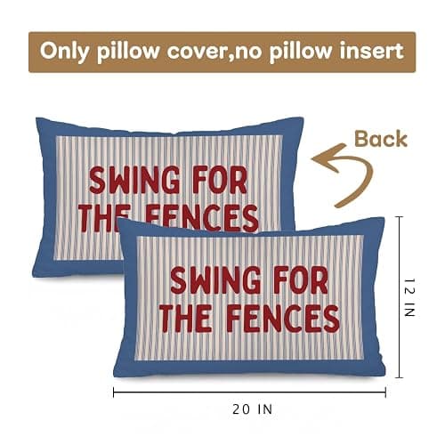SkyCozy Motivational Swing for the Fences 12x20 Pillow Cover, Vintage Blue Striped Baseball Sports Decorative Throw Pillow Covers Pillowcases for Kids Toddler Boy Nursery Room Bedroom Playroom Decor thumbnail 3