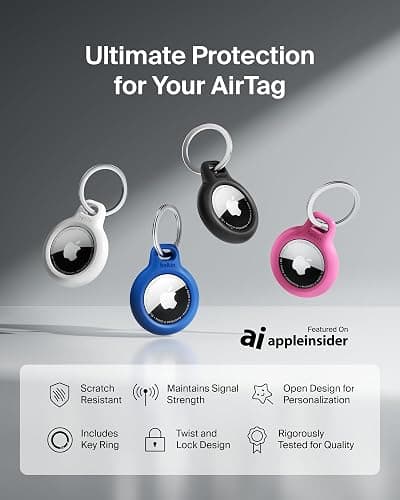 Belkin Apple AirTag Secure Holders with Key Ring - Durable, Scratch-Resistant Case with Open Face & Raised Edges - Protective AirTag Keychain Accessory for Keys, Pets, Luggage, & More - 2-Pack White thumbnail 2