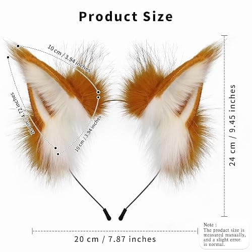 COSYEARS Faux Fur Furry Cat Ears Headband and Fox Wolf Tail Plush Cosplay Costume Accessories Set Halloween Parties thumbnail 4