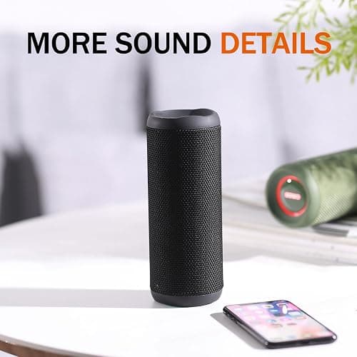 Wireless Portable Speaker,IPX7 Waterproof Bluetooth Speaker, 25W Loud Stereo Sound, Bassboom Technology, TWS Pairing, Built-in Mic, 16H Playtime with Lights for Home Outdoor - Black - Black thumbnail 9