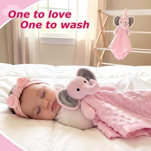 Pro Goleem Baby Girl Gifts Elephant Security Blanket with Stuffed Animal Snuggle Toy Lovey Soft Lovie Baby Registry Search for Infant and Toddler Pink 16 Inch thumbnail 8