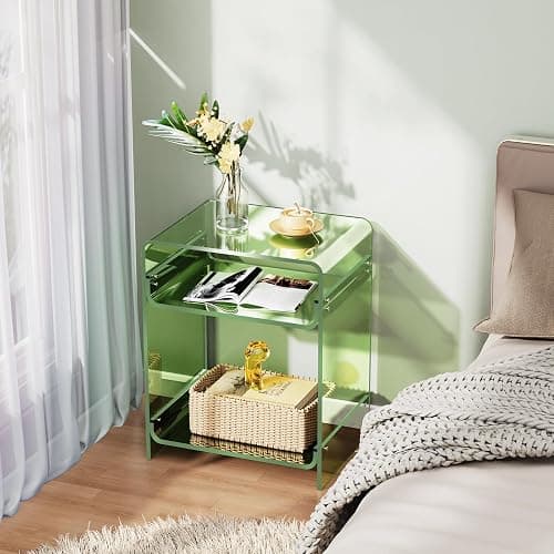 solaround Table d'appoint en Acrylique Transparent, pour Salon, Chambre, Table de Chevet, 40 x 30 x 50 cm (Vert) thumbnail 4