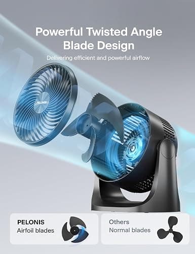 PELONIS 3 Speed Small Room Air Circulator Fan with 7-inch Blade, Table Fan with 100° Adjustable Head Tilt - Desktop Fan for Bedroom,Dorm and Office - Ventilador for Air Conditioner and Heater, Black thumbnail 8