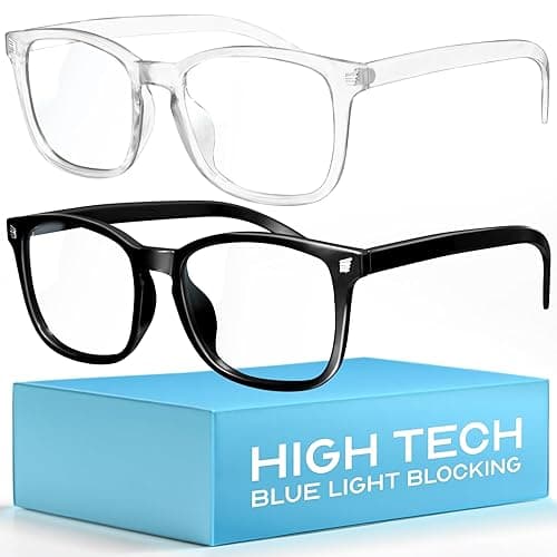 livho High Tech Blue Light Glasses - Advanced 99% Blue Light Blocking Computer Glasses - Anti Eyestrain & UV Glare Protection - *B1 Light Black+clear - Clear