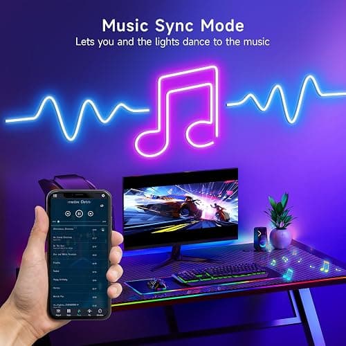 KANTUTOE LED Neon Rope Lights, 13.1ft RGB LED Light Strip, 24V Music Sync App/Remote Control DIY Rope Light, IP67 Waterproof Gaming Neon Strip Lights for Bedroom Indoor Oudoor Décor thumbnail 3