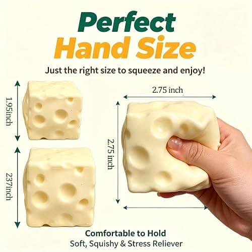 Crunchy Cheese Squishy Asmr Bead Filled, Slow Rising Squeeze Fidget Toy | Durable Portable Slow Rebound Calming Tool for Kids Adults thumbnail 3