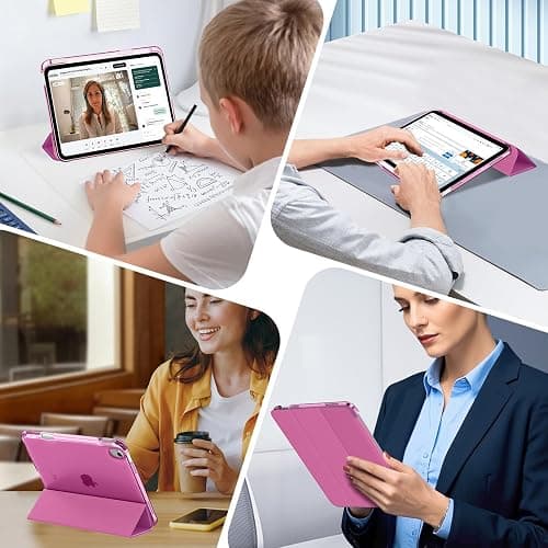 MoKo for iPad (A16) 11th Generation Case 11 Inch 2025, iPad 10th Generation Case 10.9 Inch 2022 with Pencil Holder, Slim Light Trifold Protective Cover with Hard PC Translucent Back Shell, Fuchsia thumbnail 9