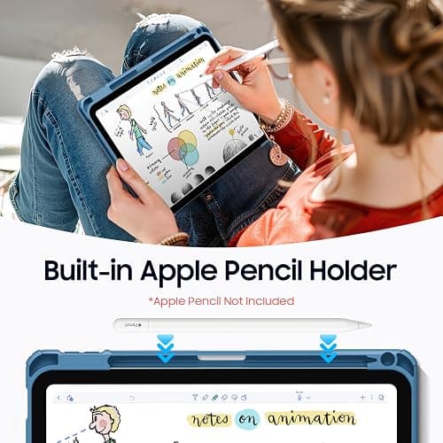 Fintie Hybrid Slim Case for iPad (A16) 11th Generation 11 Inch (2025), iPad 10th Generation 10.9 Inch (2022) - Shockproof Cover with Clear Transparent Back Shell & Pencil Holder, Ocean Blue thumbnail 6