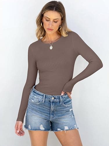 ANRABESS Women Long Sleeve Shirts Rib Knit Slim Fit Tops Basic Tee 2025 Fall Outfits Casual T-Shirt Underscrubs Layer Clothes thumbnail 2
