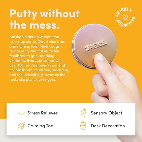 Speks Original Crags Ferrite Putty | 150+ Ferrite Stones in a Tin, Fidget Toy for Stress Relief, Sensory Desk Toy for Adults & Teens 14+ | Dandy, Small thumbnail 3