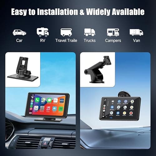 Portable Wireless Carplay Car Stereo, 7" HD Touchscreen for Car with Apple CarPlay & Android Auto with Backup Camera/Mirror Link/Voice Control/Bluetooth/GPS/AUX/FM Satellite Radio for All Vehicles thumbnail 7