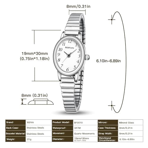 BOFAN Small Gold Watches for Women Easy Read Ladies Quartz Wrist Watch with Stainless Steel Expansion Band,Waterproof. thumbnail 4