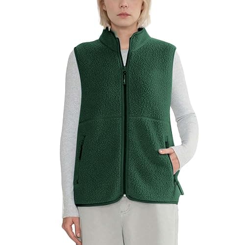 Hixiaohe Sherpa Fleece Vest for Women Trendy Warm Sleeveless Vests Jacket Lightweight Zip Coats with Pockets Fall Outerwear - Image 1