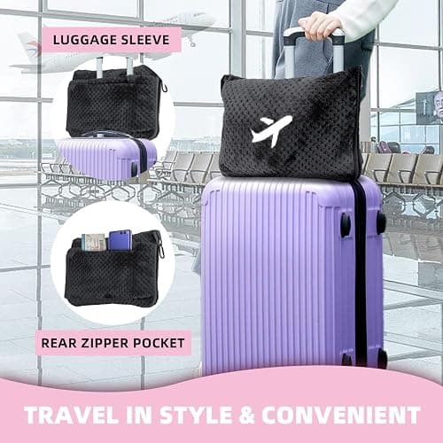 Nenolix 3 in 1 Travel Blanket Pillow Set - 350 GSM Thick Travel Blanket Airplane Compact with Bag, Soft Bag with a Pocket, Inflatable Travel Pillow for Camping & Car Trip (Dark Grey) thumbnail 5