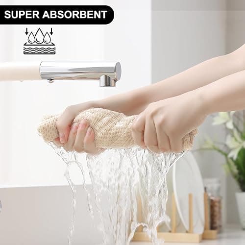 Homaxy 100% Cotton Kitchen Towels and Dishcloths Set, 12 x 12 Inches and 13 x 28 Inches, Set of 8 Bulk Kitchen Towels Set, Ultra Soft Absorbent Dish Cloths for Washing Dishes, Beige thumbnail 5