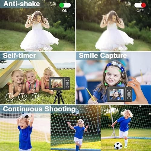 4K Digital Camera for Photography, 64MP Autofocus Vlogging Cam for YouTube, Anti-Shake, 3.0'' LED Screen, 18X Zoom, Pink Point and Shoot Digital Camera for Teens Adult Beginner, 32GB TF Card thumbnail 5