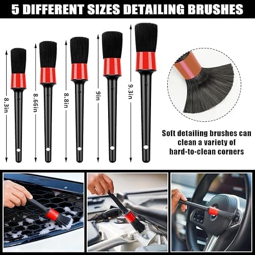 AUTODECO Car Cleaning Kit, Car Interior Detailing Kit with 12000PA Black Handheld Vacuum, Brush Set, Windshield Tool, Duster, Towels, Complete Car Care Tools for Women (Black) thumbnail 6