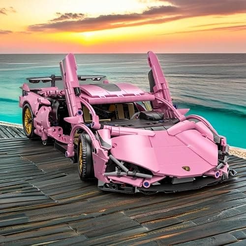 Chodia Sport Race Car Building Block Sets for Adults Pink Racing Supercar Toys Kits Collectible 1:14 MOC Model Construction Christmas Xmas Birthday Gift for Men Boys and Girls Teens Age 8-12 12-16,14+ thumbnail 7