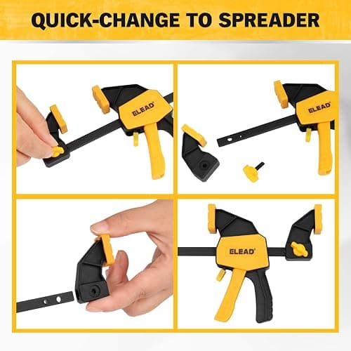 6" Mini Bar Clamps for Woodworking, 4-Piece One-Handed F Clamp/Spreader, 75LBS Load Limit Wood Clamp, Quick Release Grip Clamps for Table Wood Working, Light-duty Tools thumbnail 6